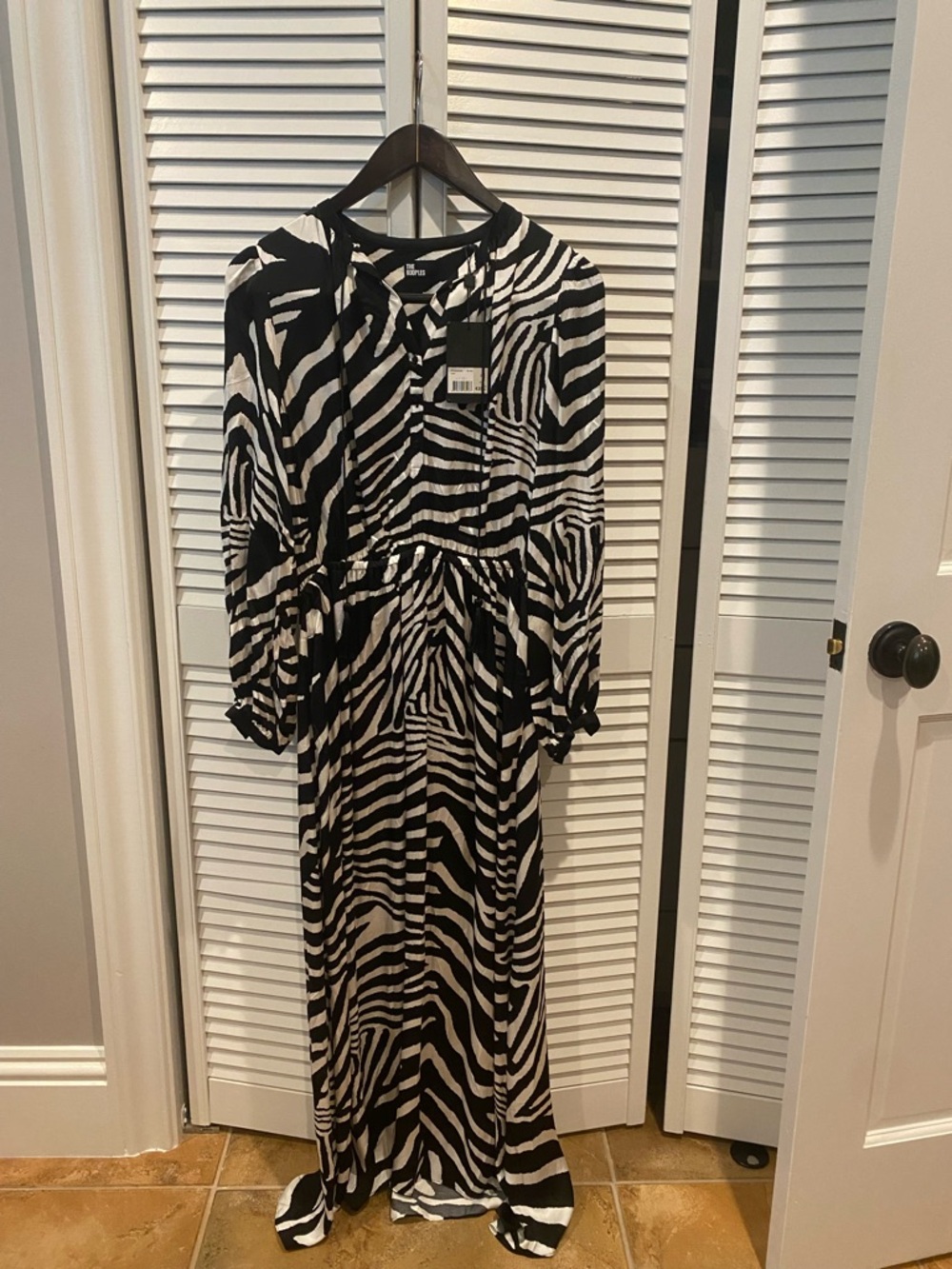 The Kooples Black & White Zebra Print Maxi Dress - Elegant Women's Dress L